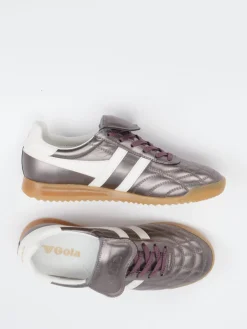 Damen Gola – Retro-Sneaker aus Leder in Metallic-Violett