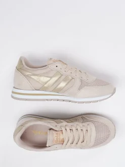 Damen Gola – Retro-Sneaker aus Textil und Veloursleder Beige
