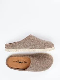 Damen Haflinger – Filzpantoffel aus Schurwolle taupe