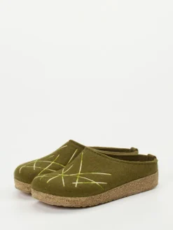 – Filzpantoffeln aus Schurwolle Oliv*Haflinger Discount