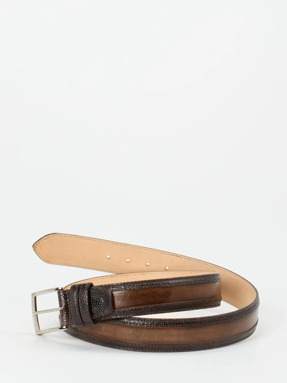 – Ledergürtel aus geprägtem Leder Dunkel*Harris Outlet