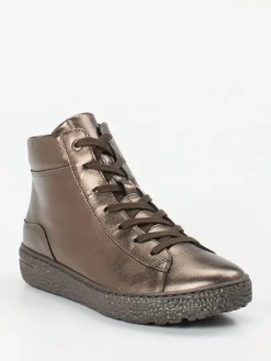 Damen Hartjes – High-Top-Sneaker aus Metallicleder bronze