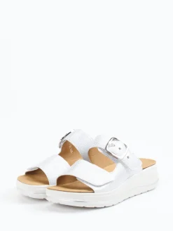 Damen Hartjes – Komfort-Pantolette aus Metallic-Leder