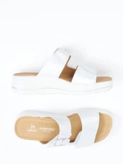 Damen Hartjes – Komfort-Pantolette aus Metallic-Leder