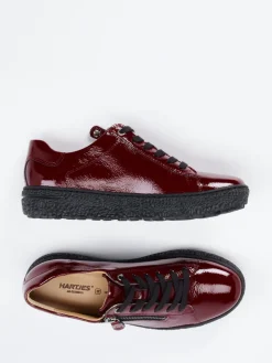Damen Hartjes – Komfort-Sneaker aus Lackleder Bordeaux