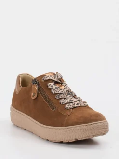Damen Hartjes – Komfort-Sneaker aus Veloursleder cognac