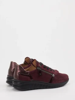 Damen Hartjes – Komfort-Sneaker aus Veloursleder bordeaux
