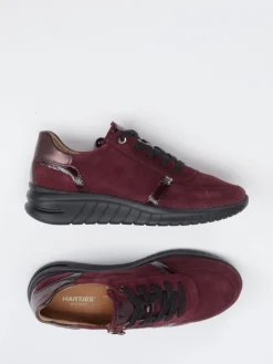 Damen Hartjes – Komfort-Sneaker aus Veloursleder bordeaux