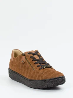 Damen Hartjes – Komfort-Sneaker aus Veloursleder cognac