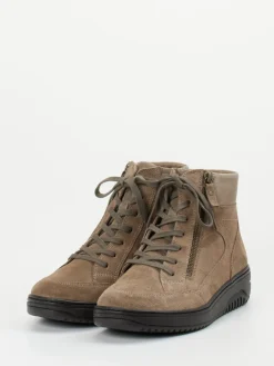 Damen Hartjes – Schnürboots aus Veloursleder in Taupe