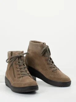 Damen Hartjes – Schnürboots aus Veloursleder in Taupe