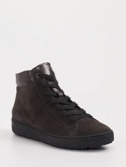 Damen Hartjes – Schnürstiefelette aus Veloursleder dunkel