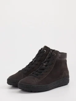 Damen Hartjes – Schnürstiefelette aus Veloursleder dunkel