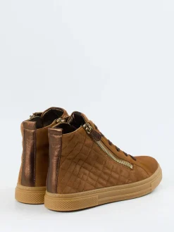 Damen Hassia – High-Top-Sneaker aus Veloursleder cognac