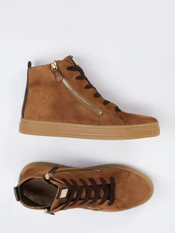 Damen Hassia – High-Top-Sneaker aus Veloursleder cognac