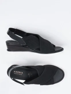 Damen Hassia – Keilsandalette aus Textil und Lack in