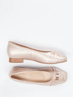 Damen Hassia – Loafer-Ballerinas aus Metallicleder Roségold