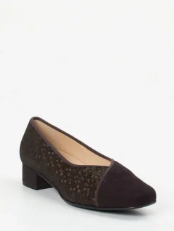 Damen Hassia – Pumps aus Veloursleder mit Metallic-Mesh