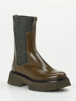 Damen Homers – Chelsea Boots aus Kalbleder in Oliv