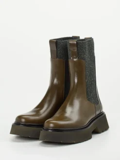 Damen Homers – Chelsea Boots aus Kalbleder in Oliv