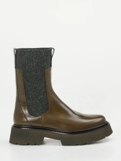 Damen Homers – Chelsea Boots aus Kalbleder in Oliv