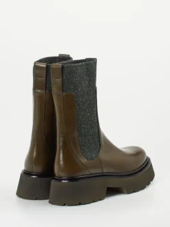 Damen Homers – Chelsea Boots aus Kalbleder in Oliv