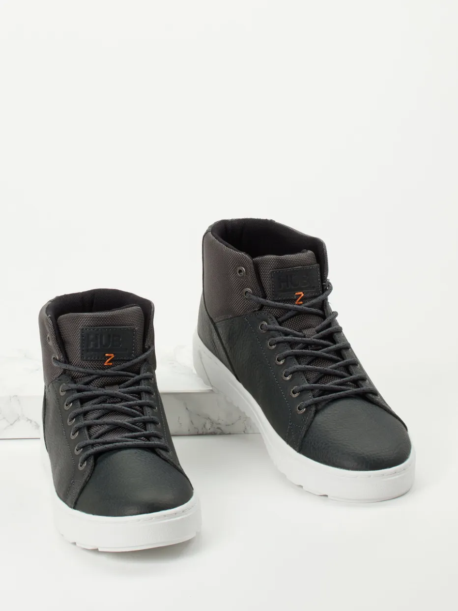 Herren HUB – Mid-Top Sneaker aus Fettleder anthrazit