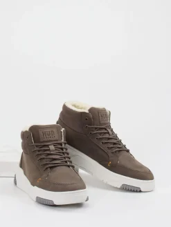 Herren HUB – Mid-Top Sneaker aus Kalbleder mittelbraun