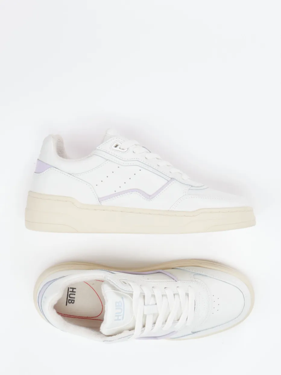 Damen HUB – Sneaker aus Glattleder in Offwhite