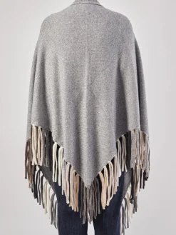 – Poncho aus Kaschmir in mit Fransen*HURRAY Discount