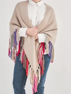 – Poncho aus Strick mit color-Fransen*HURRAY Online