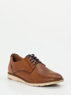 Herren Josef Seibel – Derby-Schuhe aus geprägtem Leder cognac