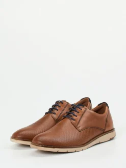 Herren Josef Seibel – Derby-Schuhe aus geprägtem Leder cognac