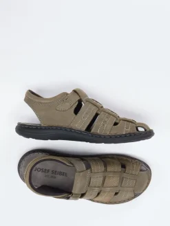 Herren Josef Seibel – Fischersandalen aus Fettleder olivbraun