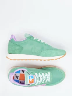 Damen Kangaroos – Retro-Sneaker aus Textil und Veloursleder mint
