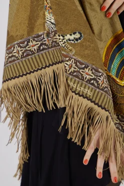 Damen Katherina Loretta – Fransenponcho aus Textil