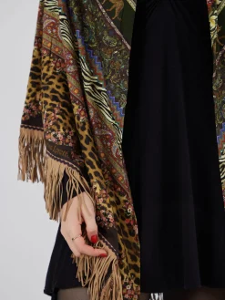 Damen Katherina Loretta – Poncho-Schal aus Textil mit Fransen