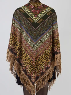 Damen Katherina Loretta – Poncho-Schal aus Textil mit Fransen