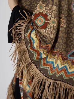Damen Katherina Loretta – Poncho aus Webstoff mit Fransen