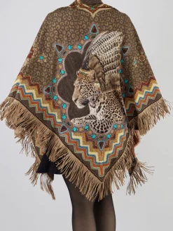 Damen Katherina Loretta – Poncho aus Webstoff mit Fransen