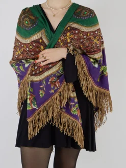 – Poncho-Tuch aus Textil mit Ethno-Print*Katherina Loretta Discount