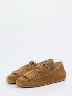 Damen Kennel u0026 Schmenger Kennel & Schmenger – Fransen-Loafer aus Veloursleder Cognac