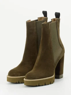 Damen Konstantin Starke – Chelsea Boots aus Veloursleder oliv