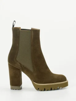 Damen Konstantin Starke – Chelsea Boots aus Veloursleder oliv