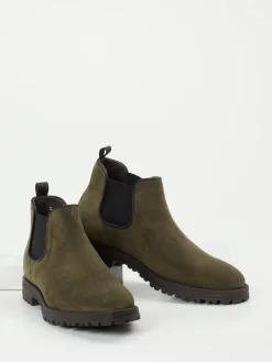 Herren Konstantin Starke – Chelsea Boots aus Veloursleder oliv