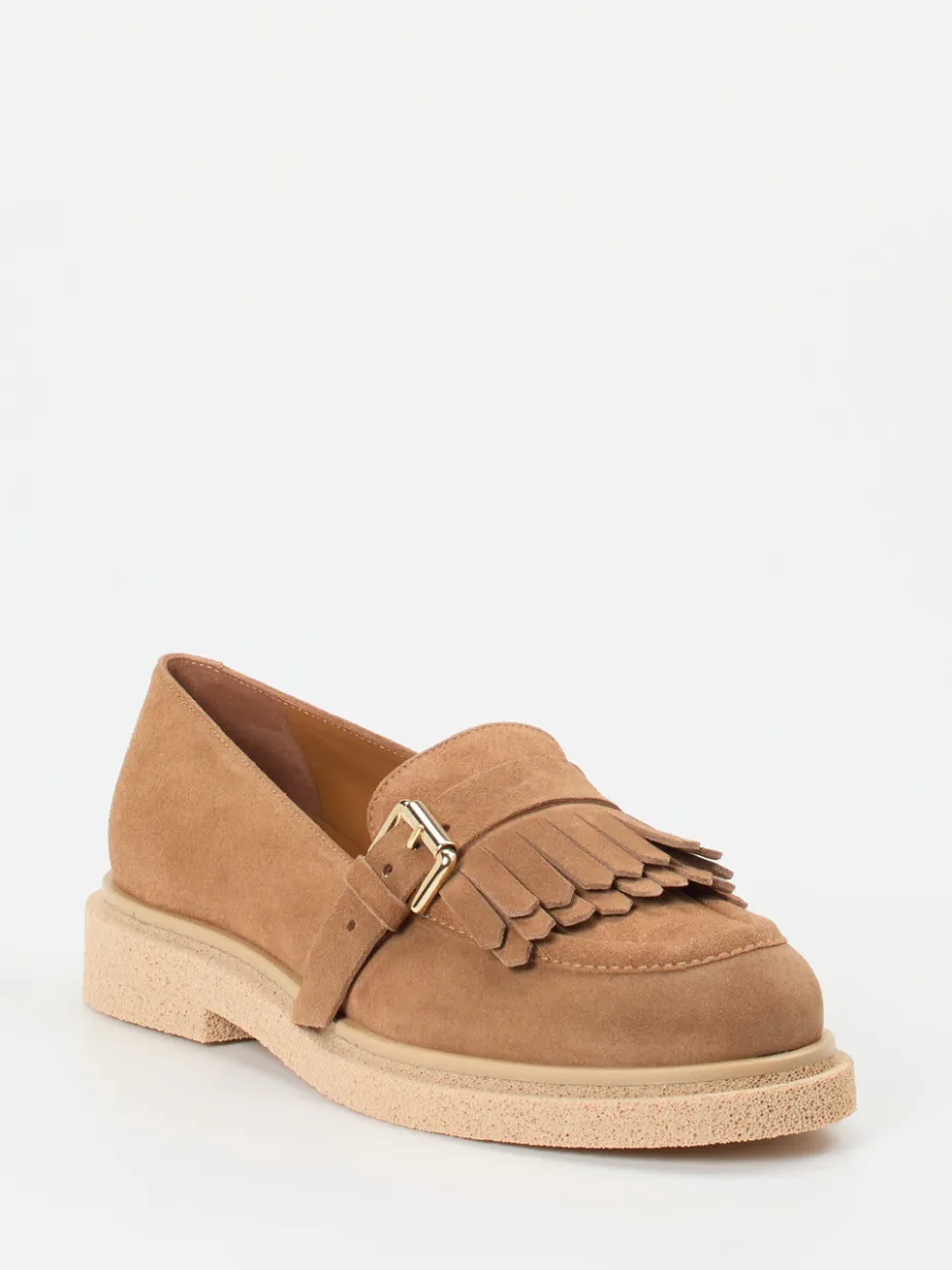 Damen Konstantin Starke – Fransen-Loafer aus Veloursleder Sandbeige