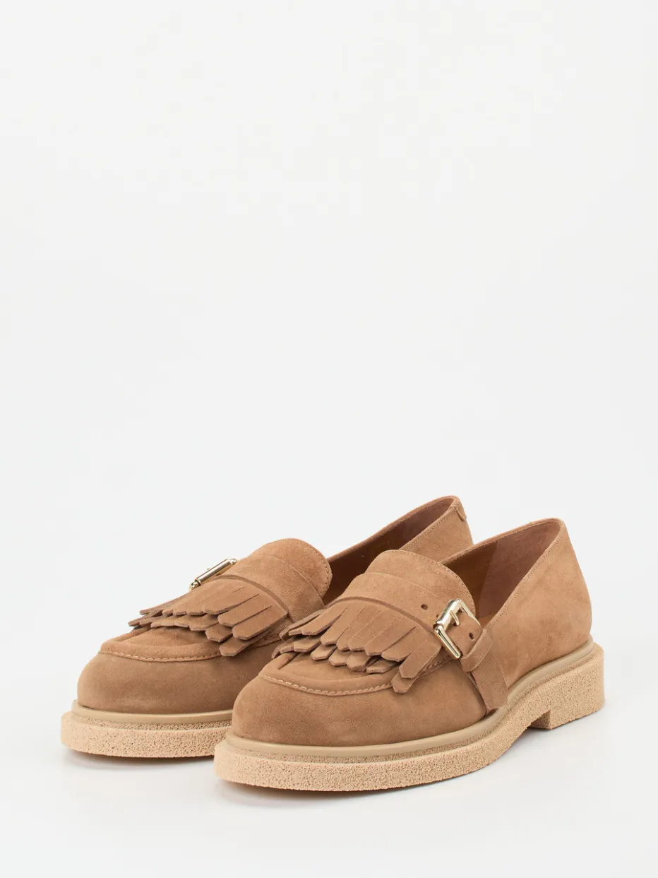 Damen Konstantin Starke – Fransen-Loafer aus Veloursleder Sandbeige