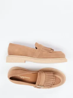 Damen Konstantin Starke – Fransen-Loafer aus Veloursleder Sandbeige
