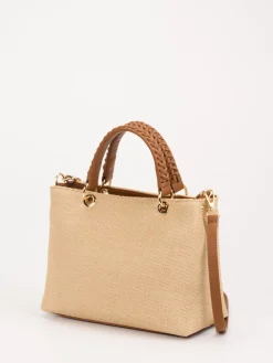 – Handtasche aus Kunstleder und Raffia*Konstantin Starke