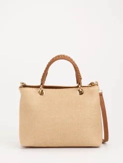 – Handtasche aus Kunstleder und Raffia*Konstantin Starke